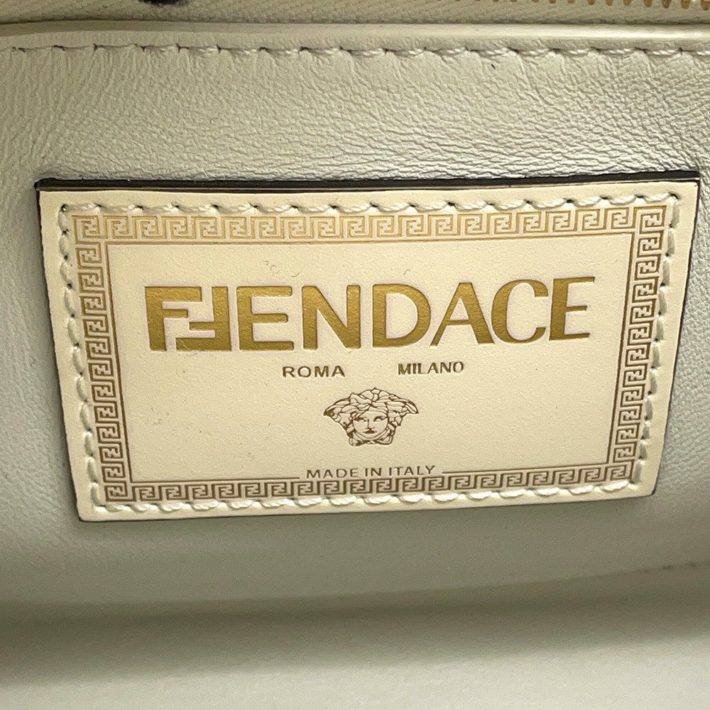 FENDI Fendace Peekaboo White/Yellow8BN244 Leather Size Mini