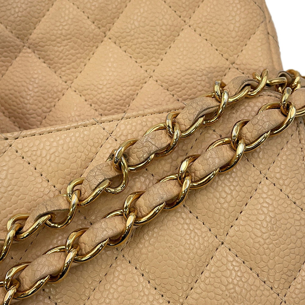 CHANEL Matelasse W/WChainShoulder Bag BeigeA01112 Caviar Leather Size 25