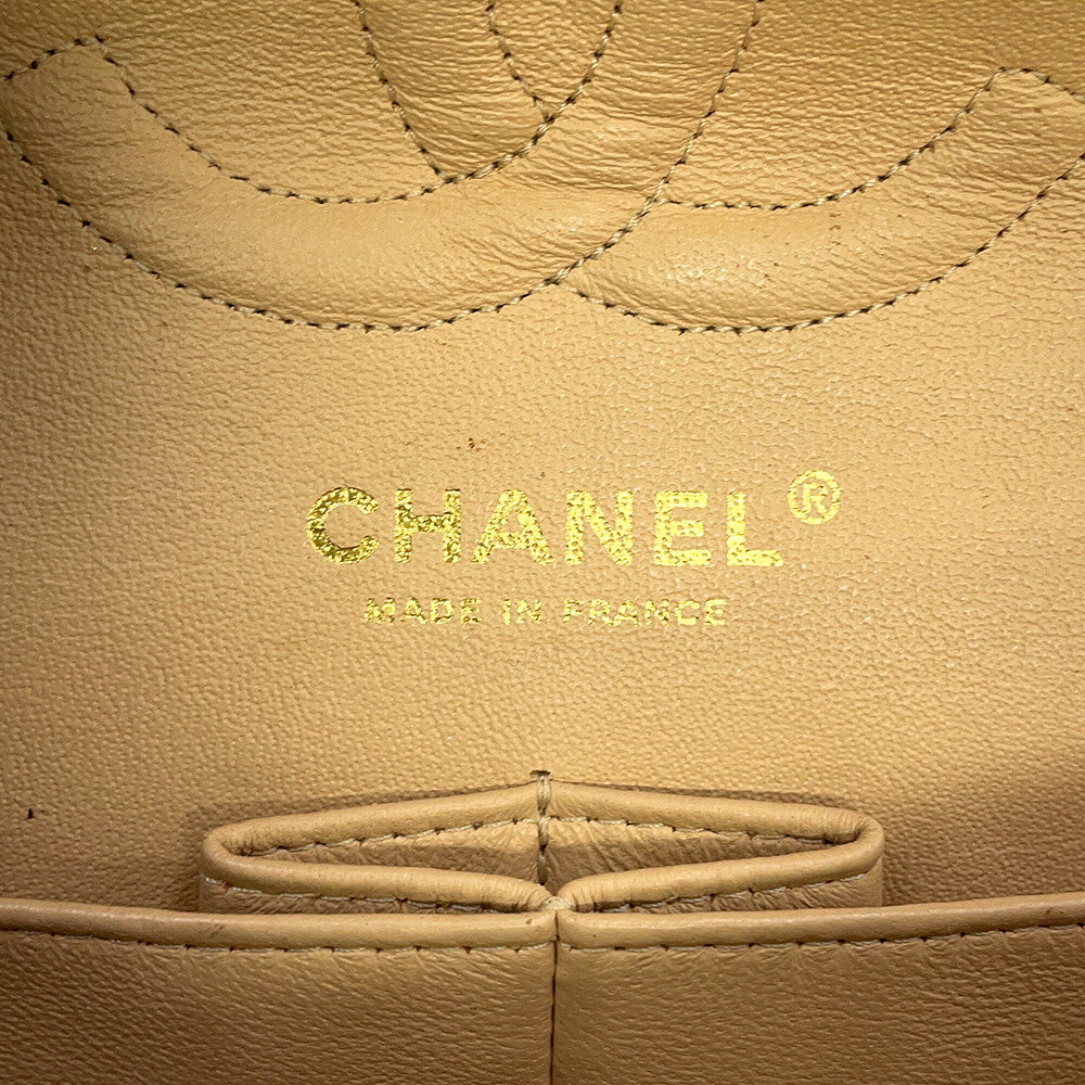 CHANEL Matelasse W/WChainShoulder Bag BeigeA01112 Caviar Leather Size 25