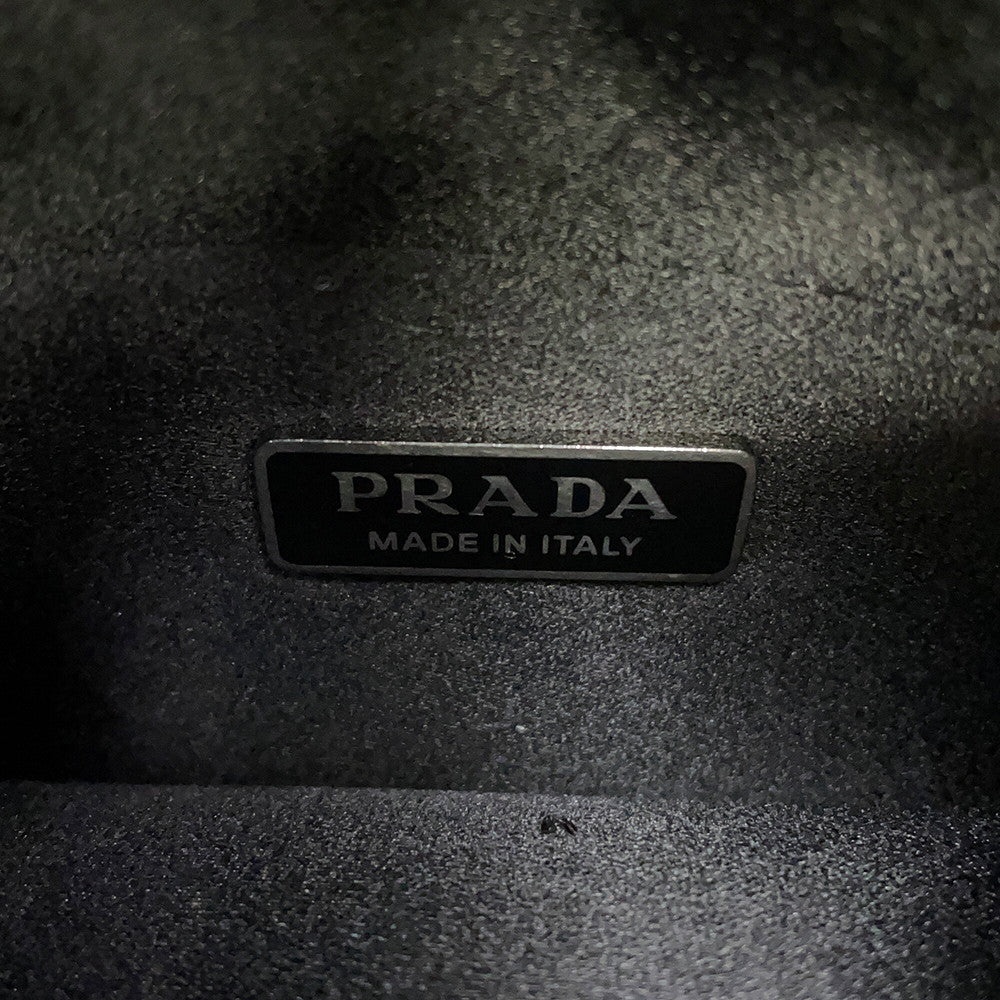 PRADA Triangle Logo 2-Way Bag Black1BA253 Crystal Satin Leather