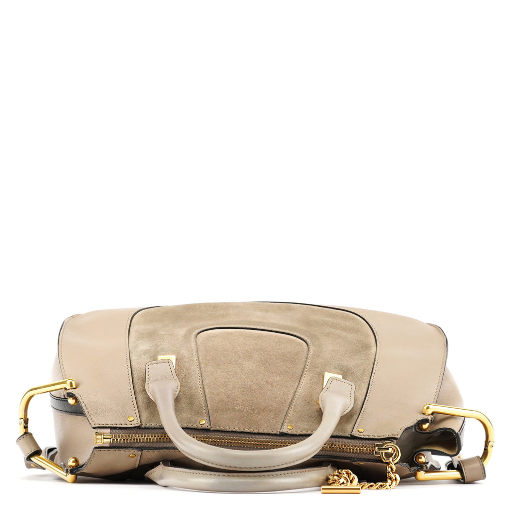 Grey Leather Suede Hayley 2-Way Bag