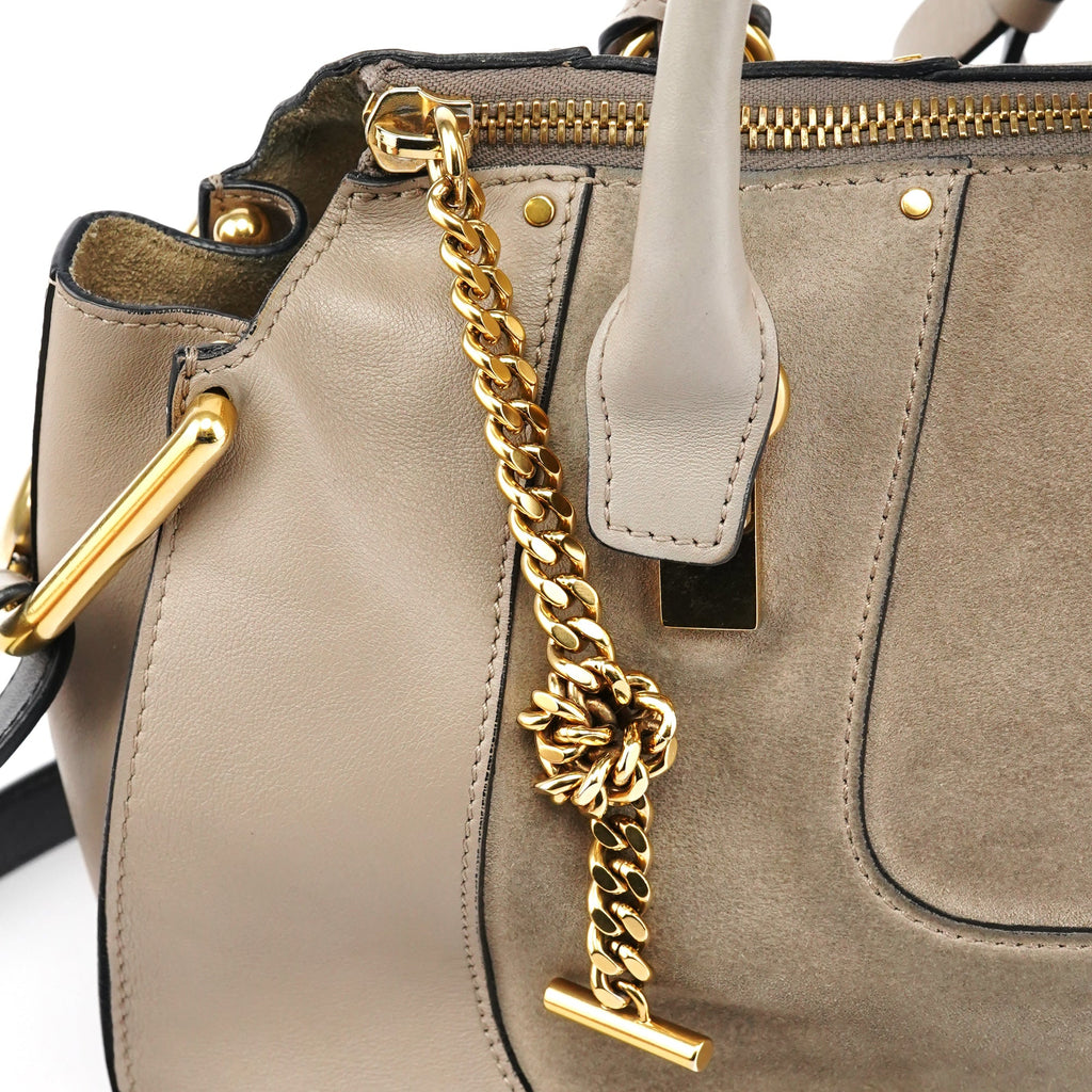 Grey Leather Suede Hayley 2-Way Bag