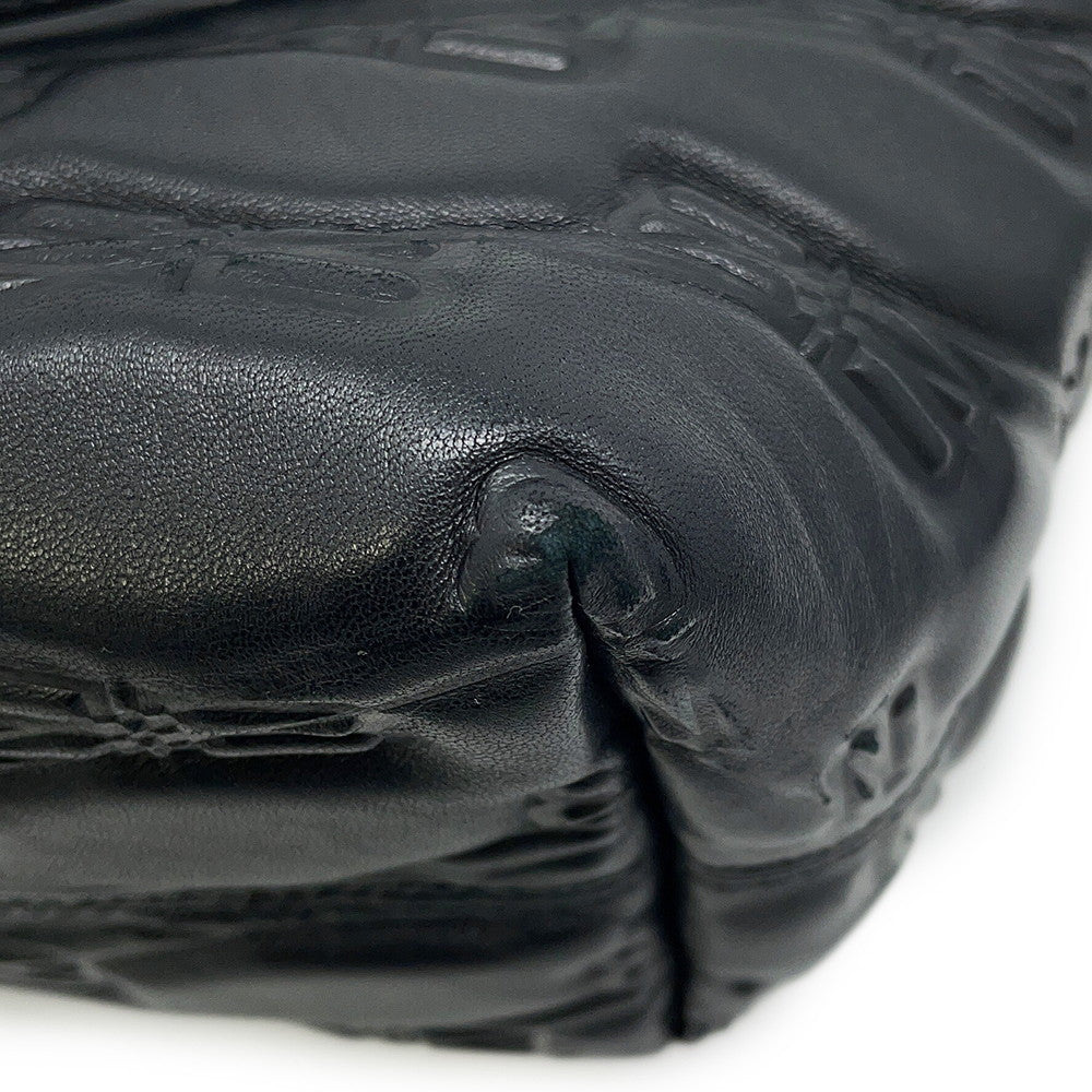 BALENCIAGA Signature BB Monogram Handbag Black702699 Calf Leather Size Small