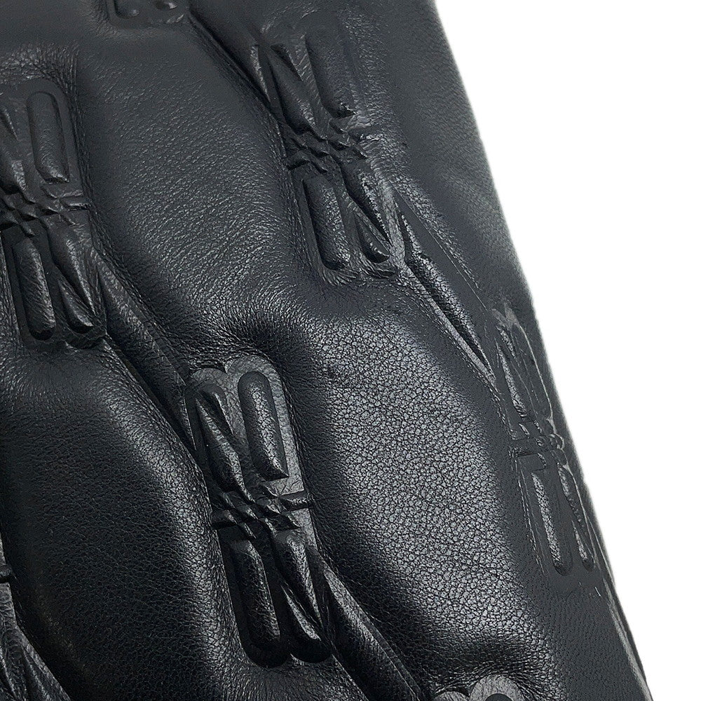 BALENCIAGA Signature BB Monogram Handbag Black702699 Calf Leather Size Small