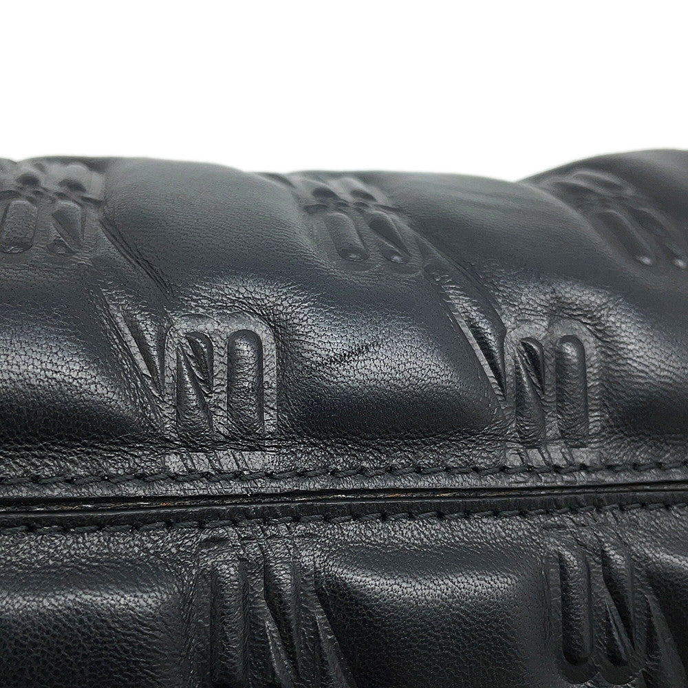 BALENCIAGA Signature BB Monogram Handbag Black702699 Calf Leather Size Small