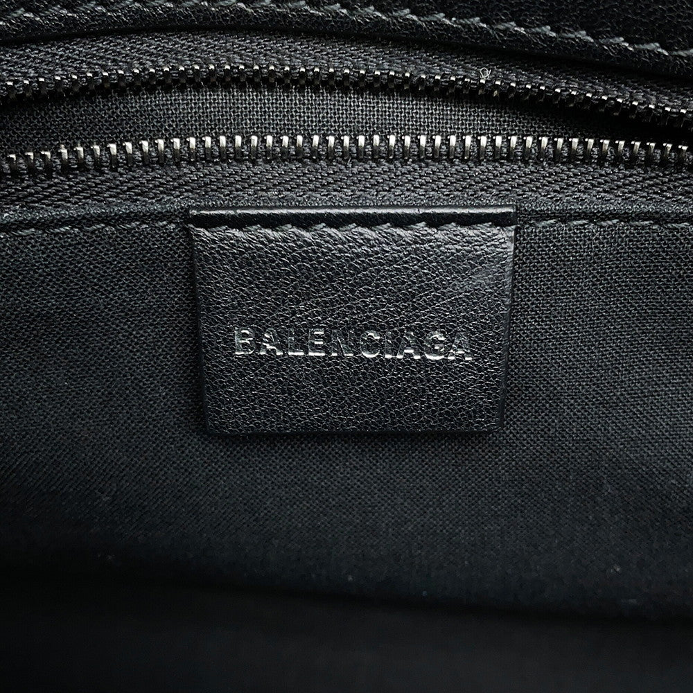 BALENCIAGA Signature BB Monogram Handbag Black702699 Calf Leather Size Small