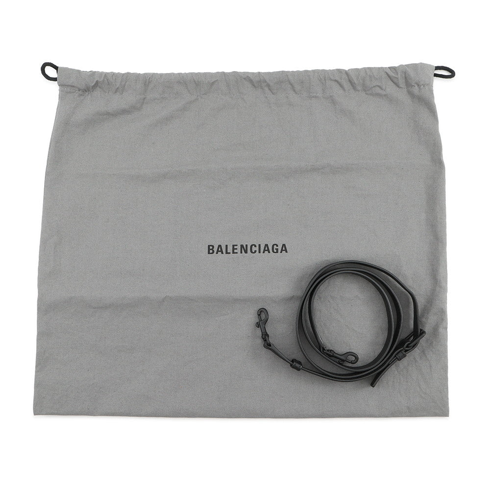 BALENCIAGA Signature BB Monogram Handbag Black702699 Calf Leather Size Small