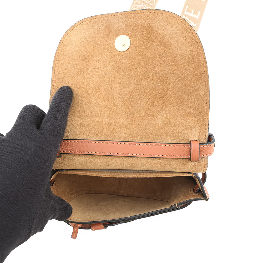 LOEWE Gate Shoulder Bag BrownA650N46X13 Leather Canvas Size Mini