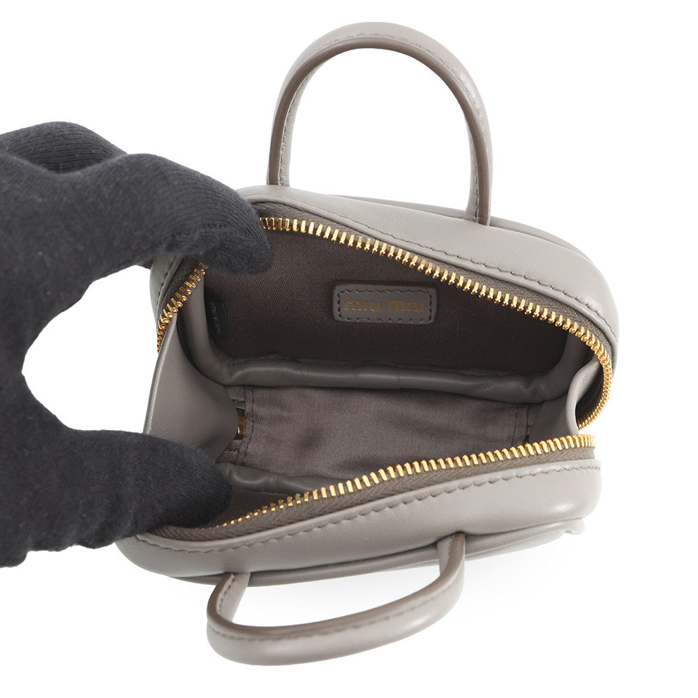 MIUMIU Bag Charm Micro Bag Gray5NR036_2F8W_F0572 Leather Size micro