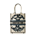 Dior vertical book tote White/Blue/Black Canvas