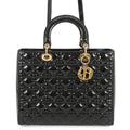 Dior Lady Dior 2way Bag Black Patent Leather Size Large