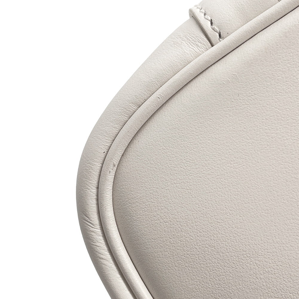 PRADA Perforated Triangle Logo Tote Bag White1BG503 Leather