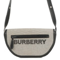 BURBERRY Olympia Half Moon Shoulder Bag Black/Gray8039779 Canvas Leather Size Small