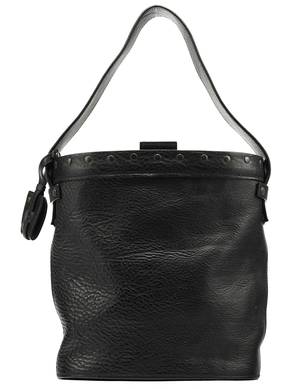 Fall 2002 Black Leather Hinged Frame Bucket Bag