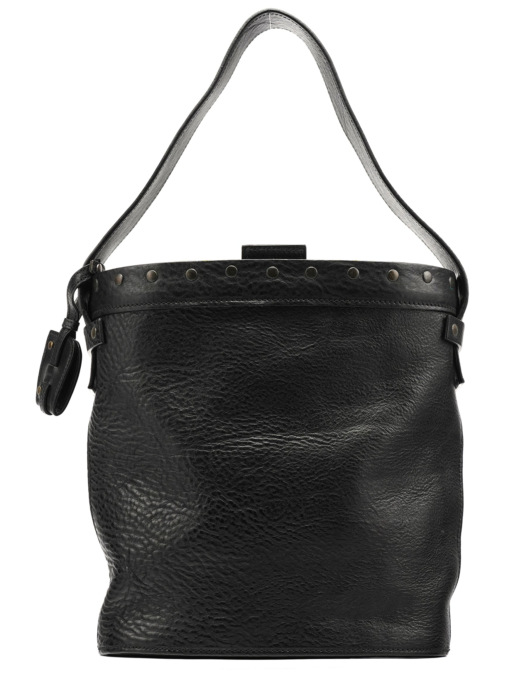 Fall 2002 Black Leather Hinged Frame Bucket Bag