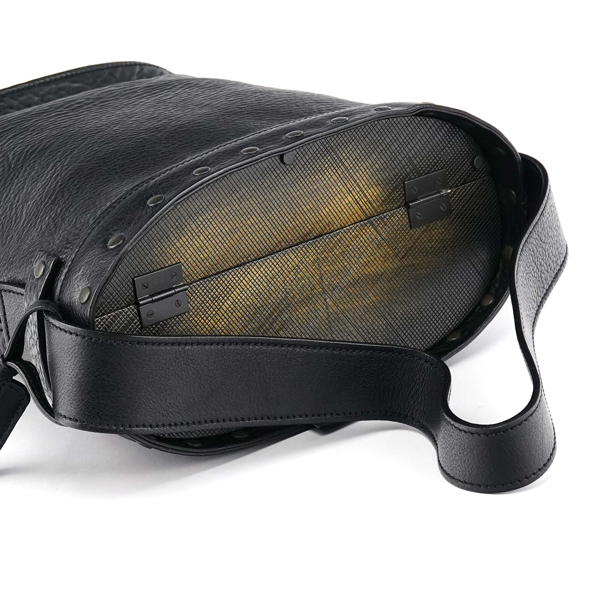 Fall 2002 Black Leather Hinged Frame Bucket Bag