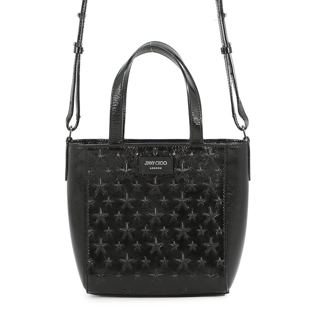 JIMMY CHOO Pegasus 2-way Tote Bag Black Patent Leather Size Mini