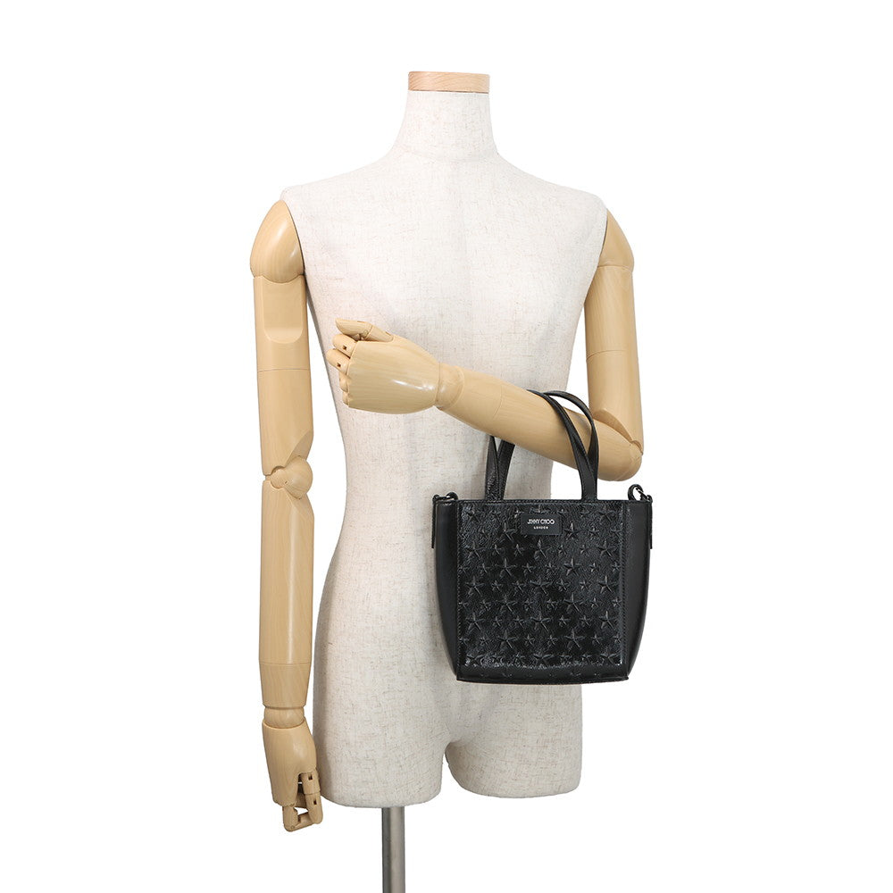 JIMMY CHOO Pegasus 2-way Tote Bag Black Patent Leather Size Mini