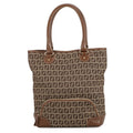 FENDI Zucchino Tote Bag Khaki/Brown8BH139 Canvas Leather