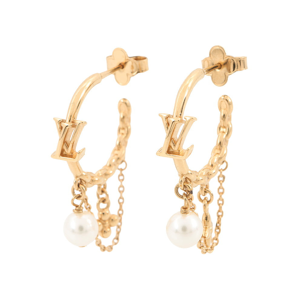 LOUIS VUITTON Blooming Pearl Earrings GoldM02819 Metal