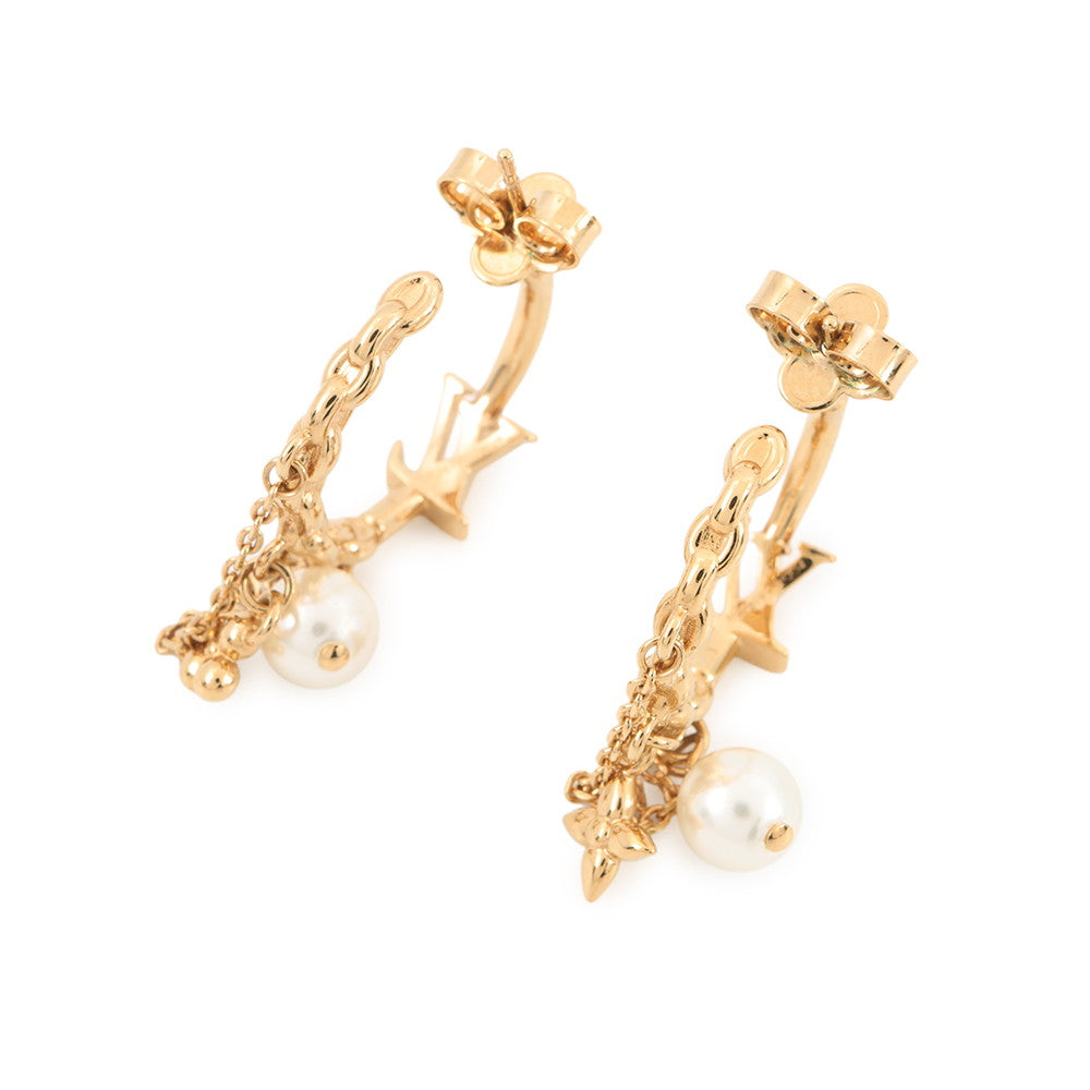 LOUIS VUITTON Blooming Pearl Earrings GoldM02819 Metal