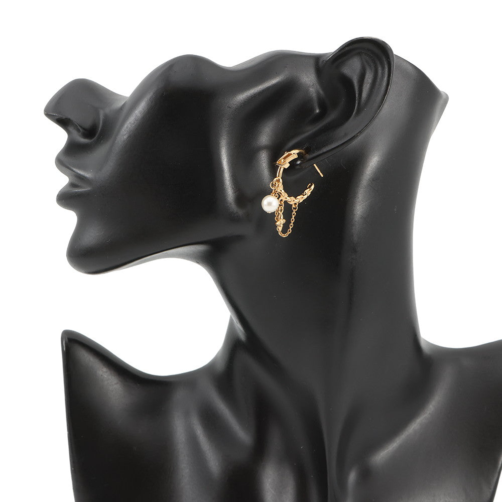 LOUIS VUITTON Blooming Pearl Earrings GoldM02819 Metal