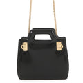 Ferragamo Gancini Chain Pouch Black213984 Patent Leather