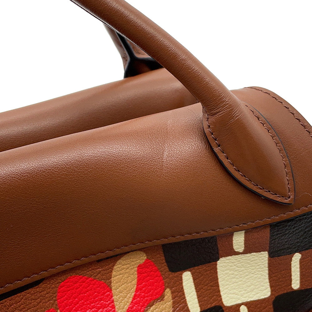 PRADA Bowling 2-way Handbag Brown/Multicolor1BB030 Leather PVC
