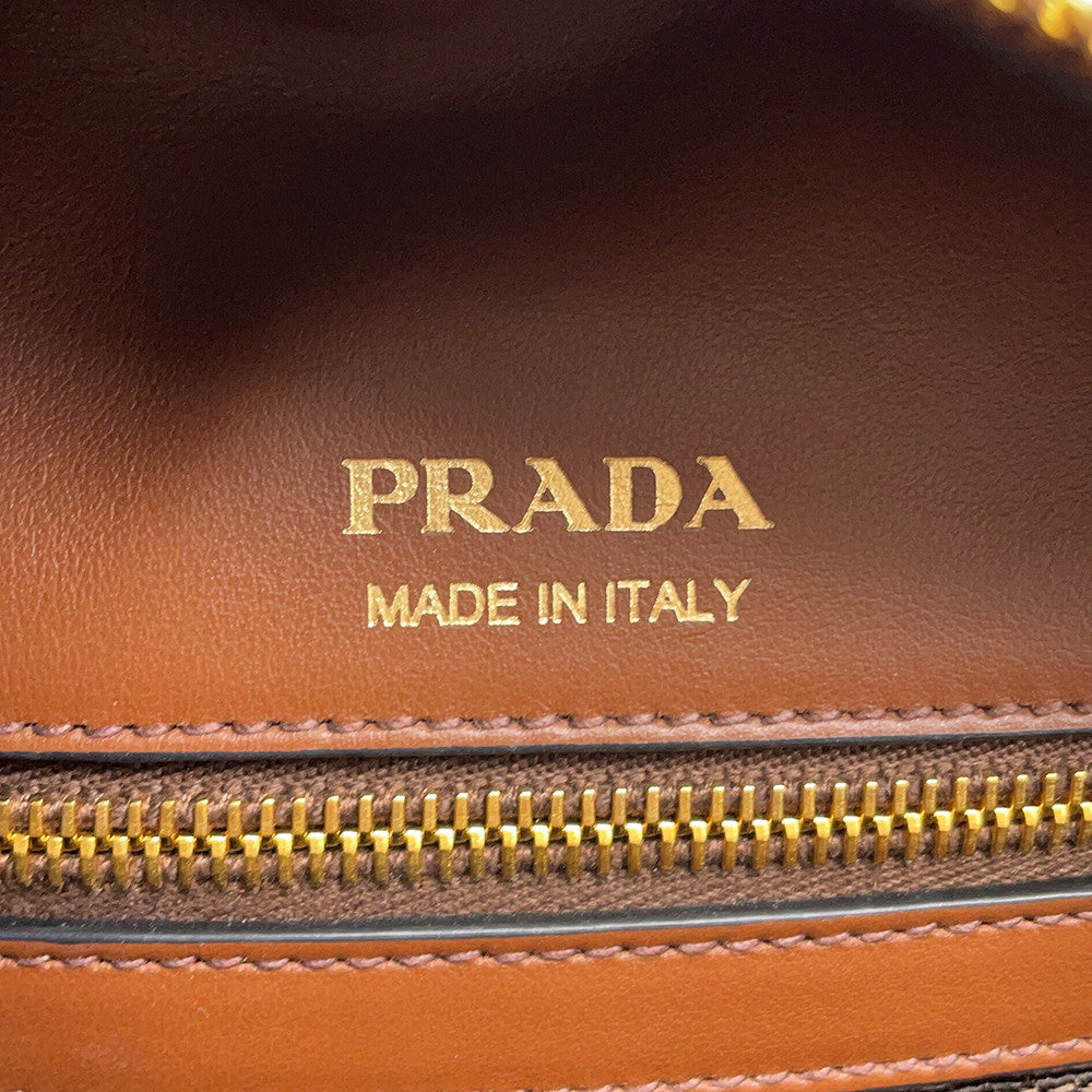 PRADA Bowling 2-way Handbag Brown/Multicolor1BB030 Leather PVC