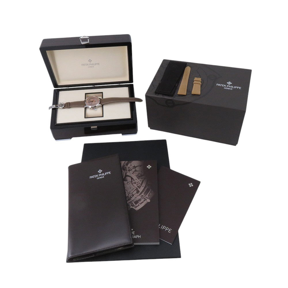 PATEK PHILIPPE Complications World Time Chronograph W41mm Stainless Steel Leather Rose Gold Dial5935A-001