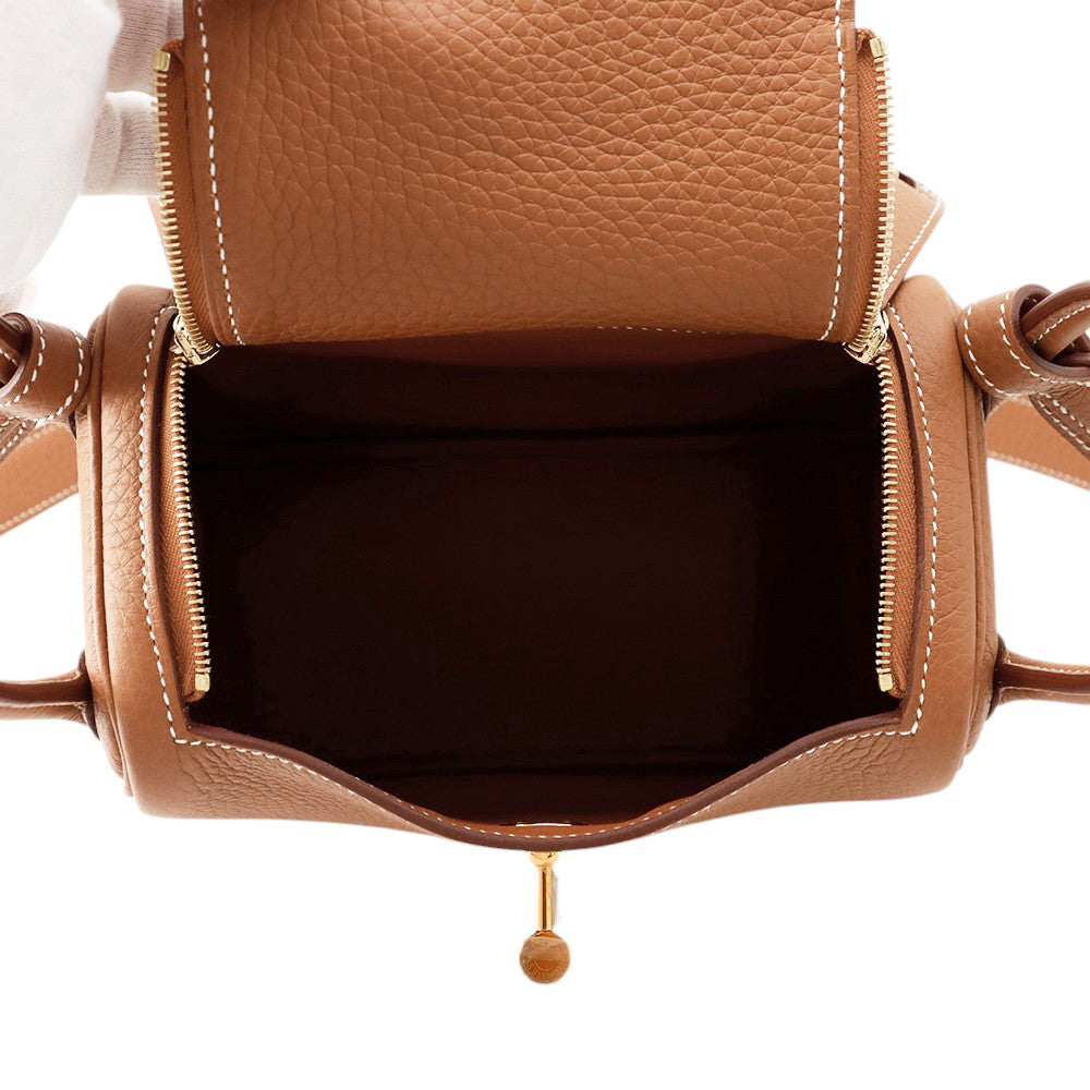 HERMES Lindy Gold Taurillon Clemence Size Mini