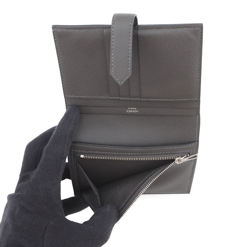 HERMES Bean compact Ardoise Veau Madame