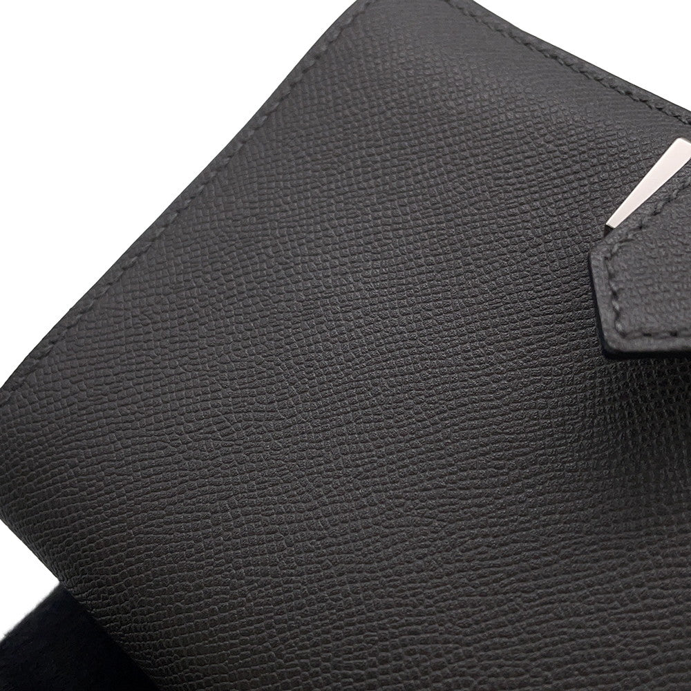 HERMES Bean compact Ardoise Veau Madame