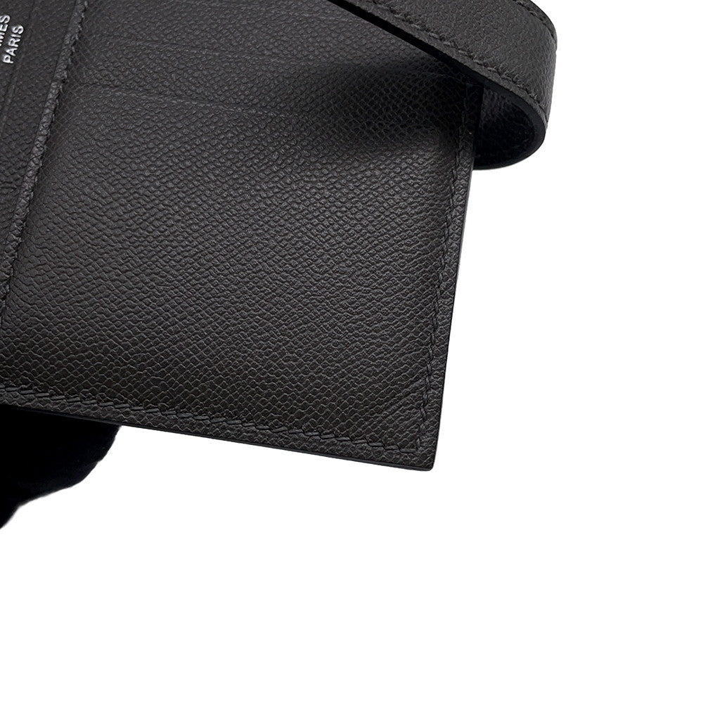 HERMES Bean compact Ardoise Veau Madame