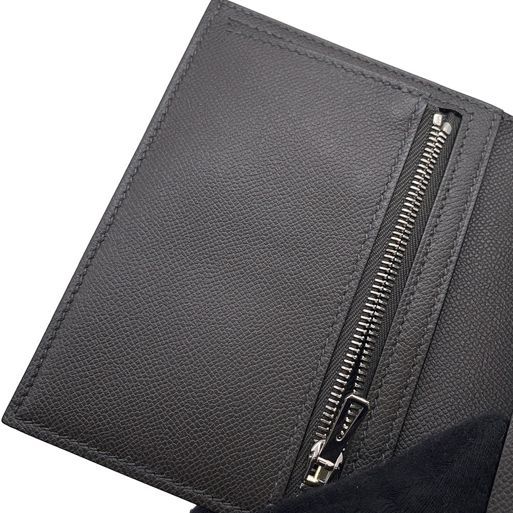 HERMES Bean compact Ardoise Veau Madame