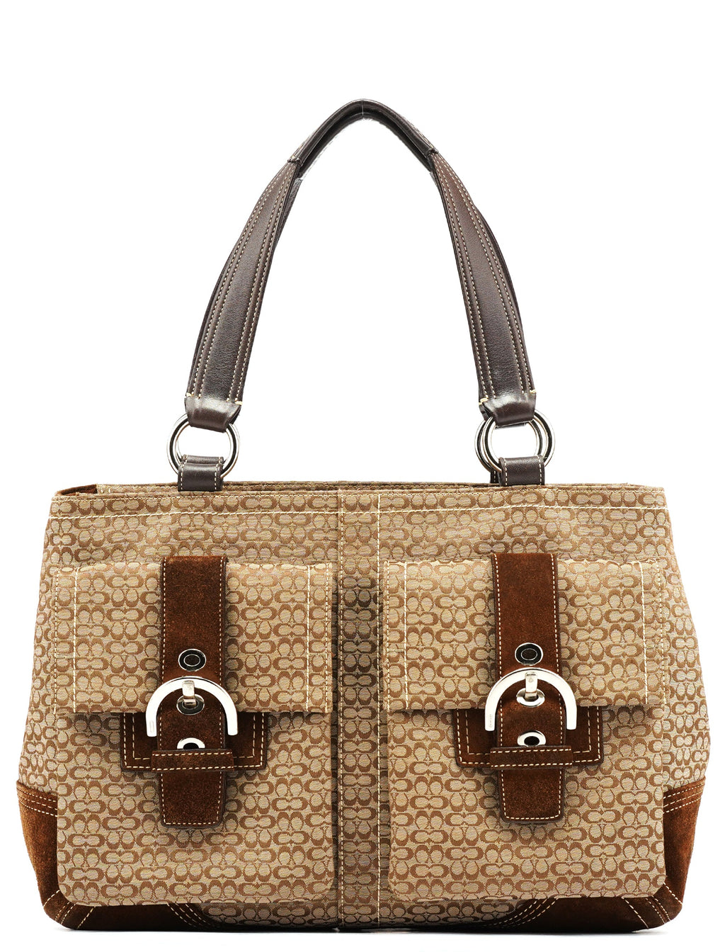 6427 Beige Brown Signature Soho Tote Bag