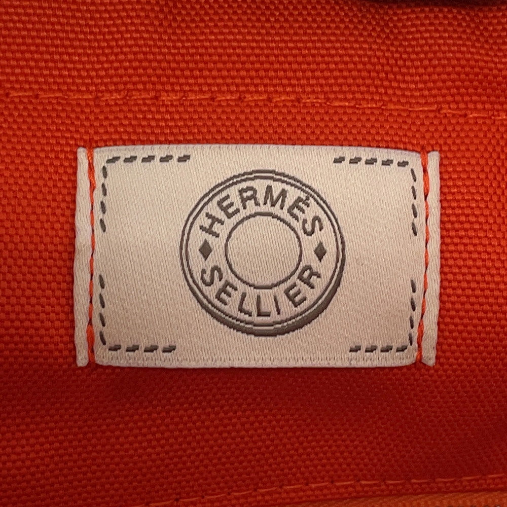 HERMES Bloom Sac de Pansage Navy/Feu Toile Chevrons Canvas