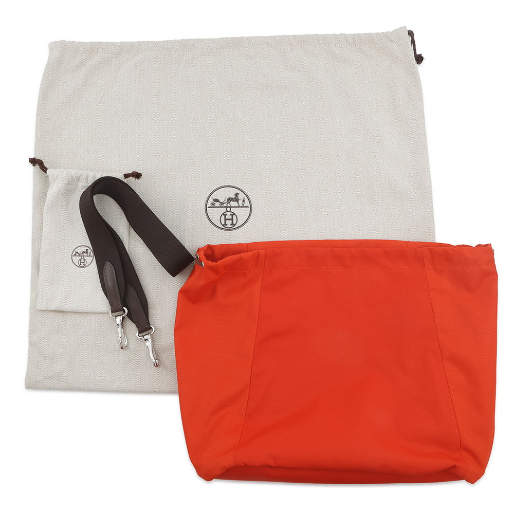 HERMES Bloom Sac de Pansage Navy/Feu Toile Chevrons Canvas