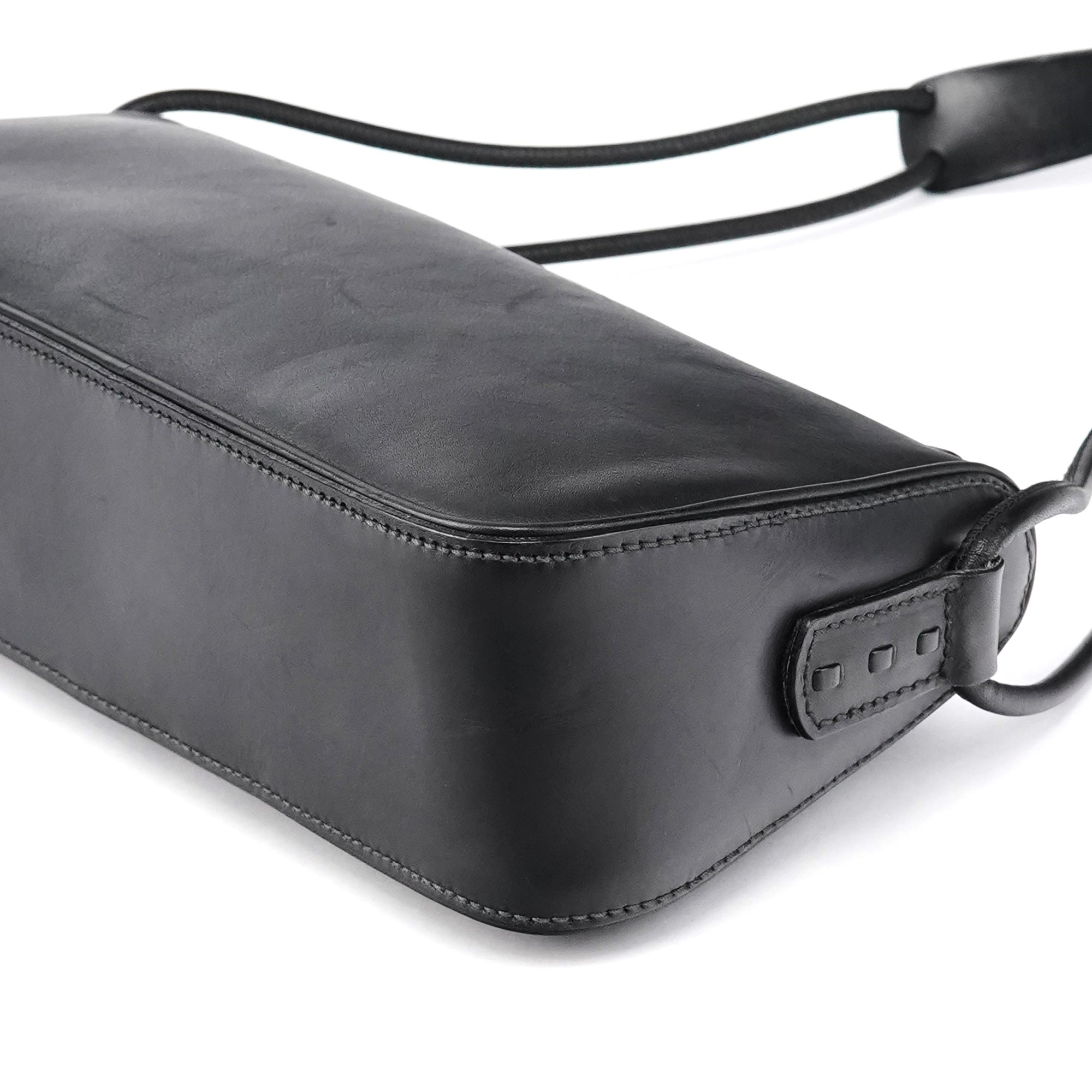 106383 Black Leather Hobo Shoulder Bag