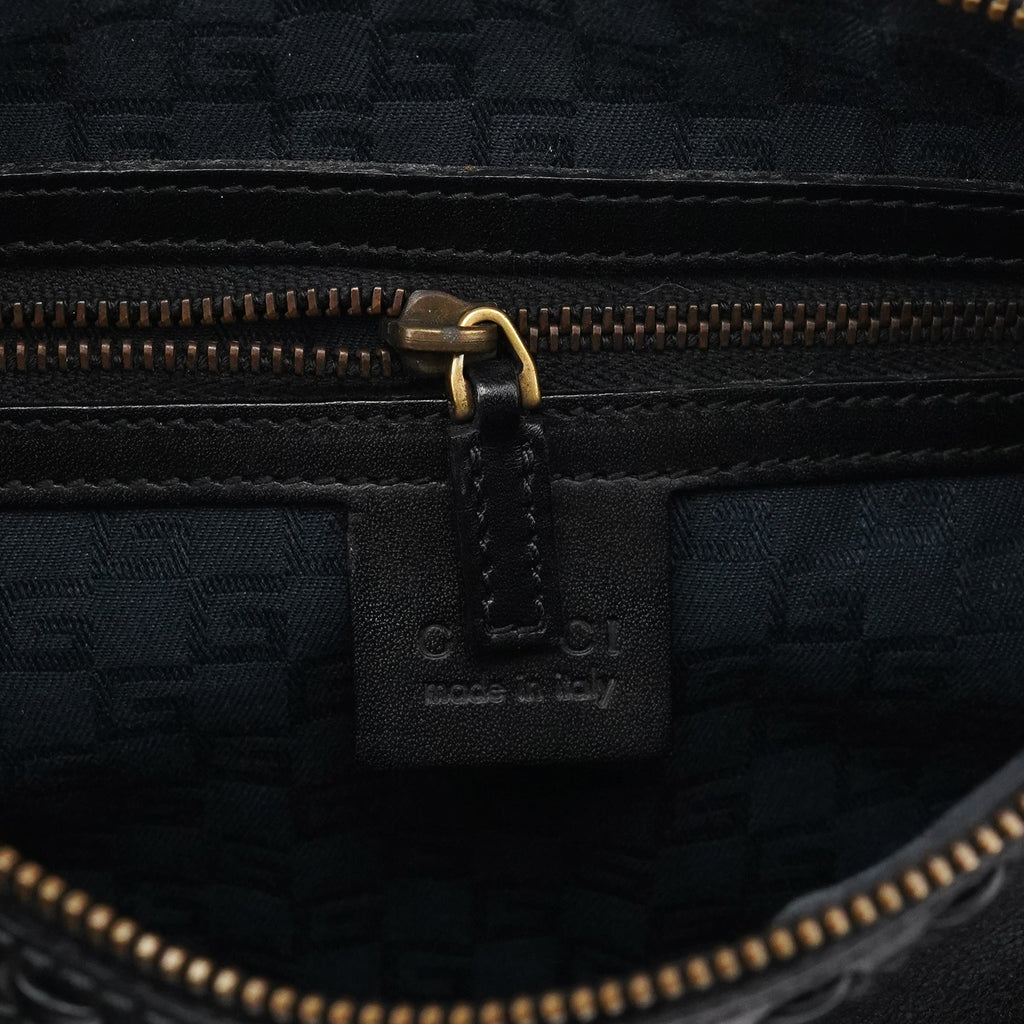106383 Black Leather Hobo Shoulder Bag