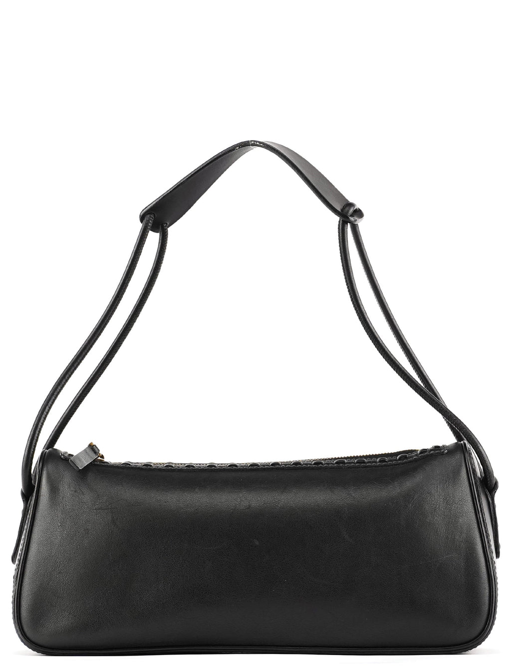 106383 Black Leather Hobo Shoulder Bag