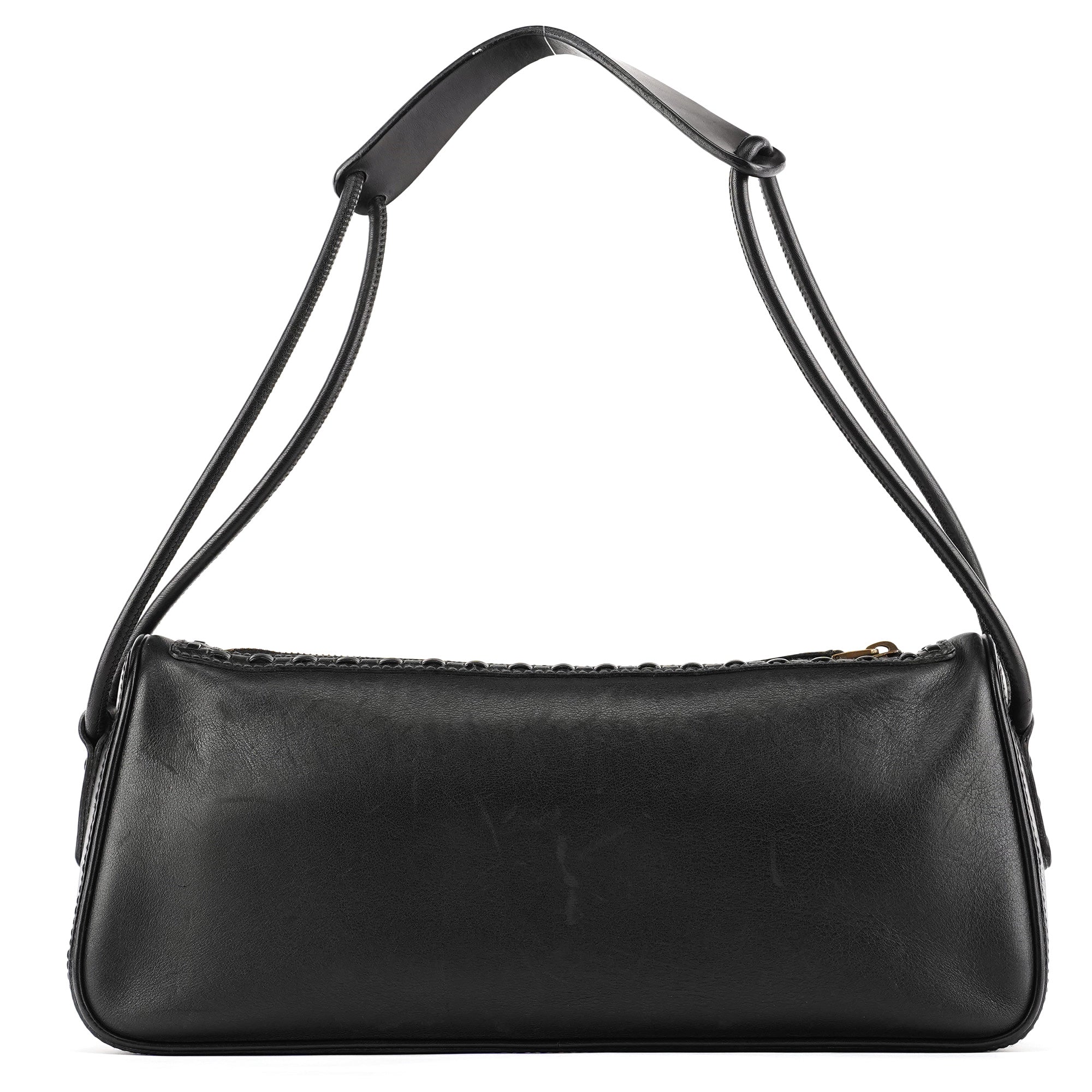 106383 Black Leather Hobo Shoulder Bag
