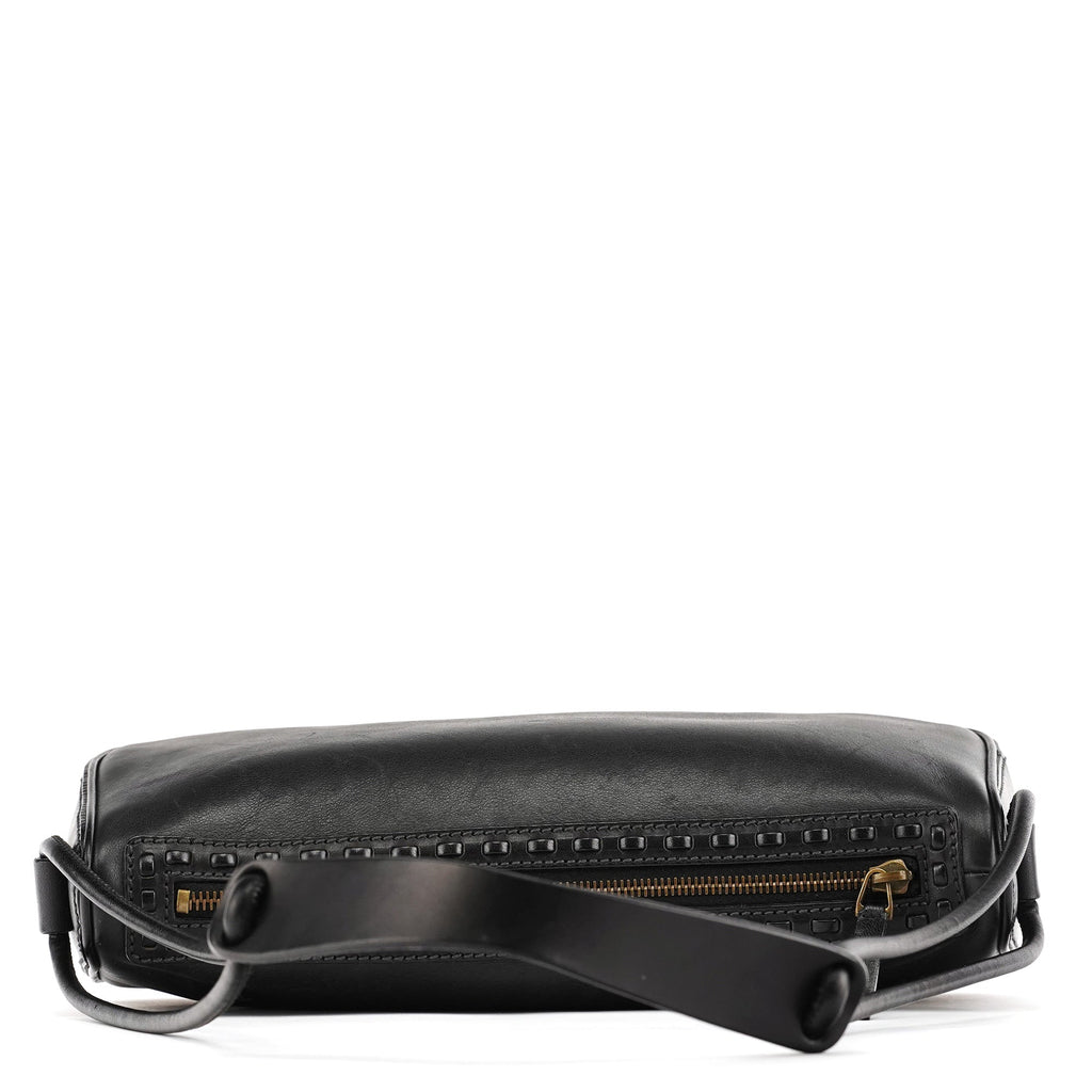 106383 Black Leather Hobo Shoulder Bag