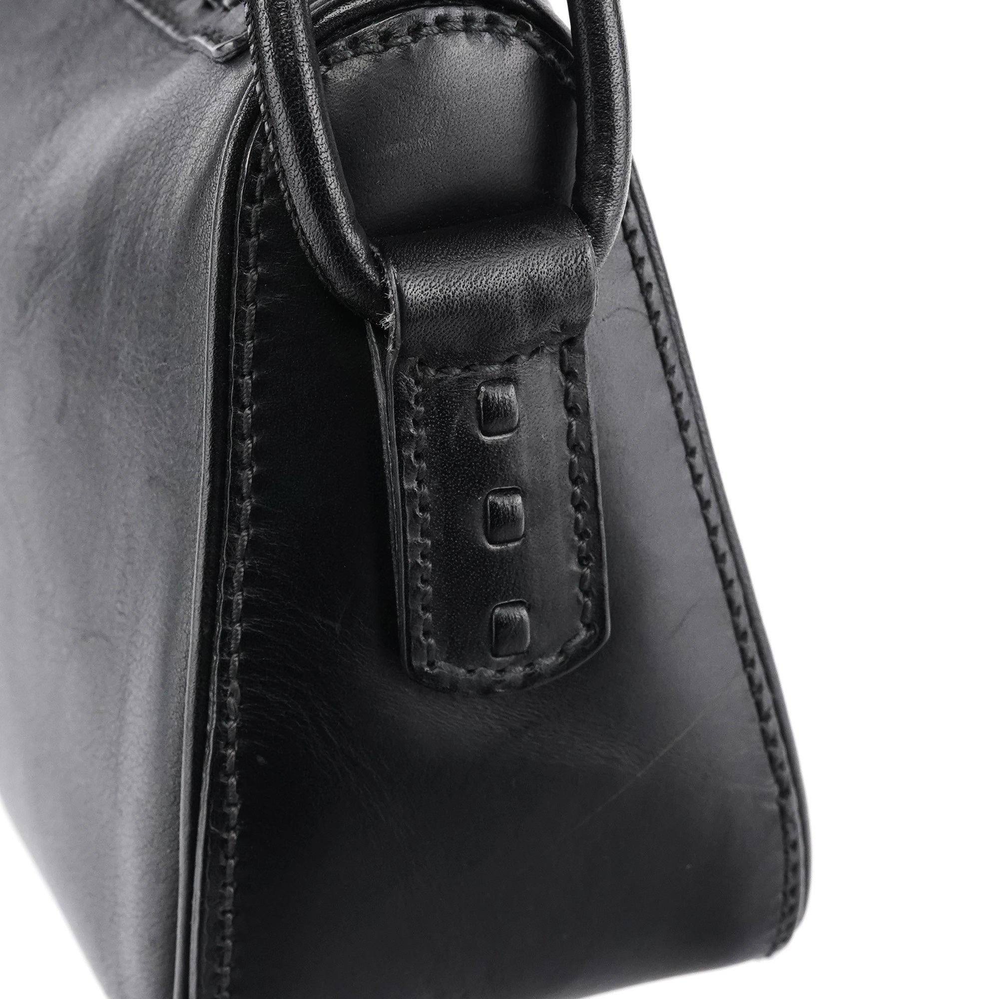 106383 Black Leather Hobo Shoulder Bag