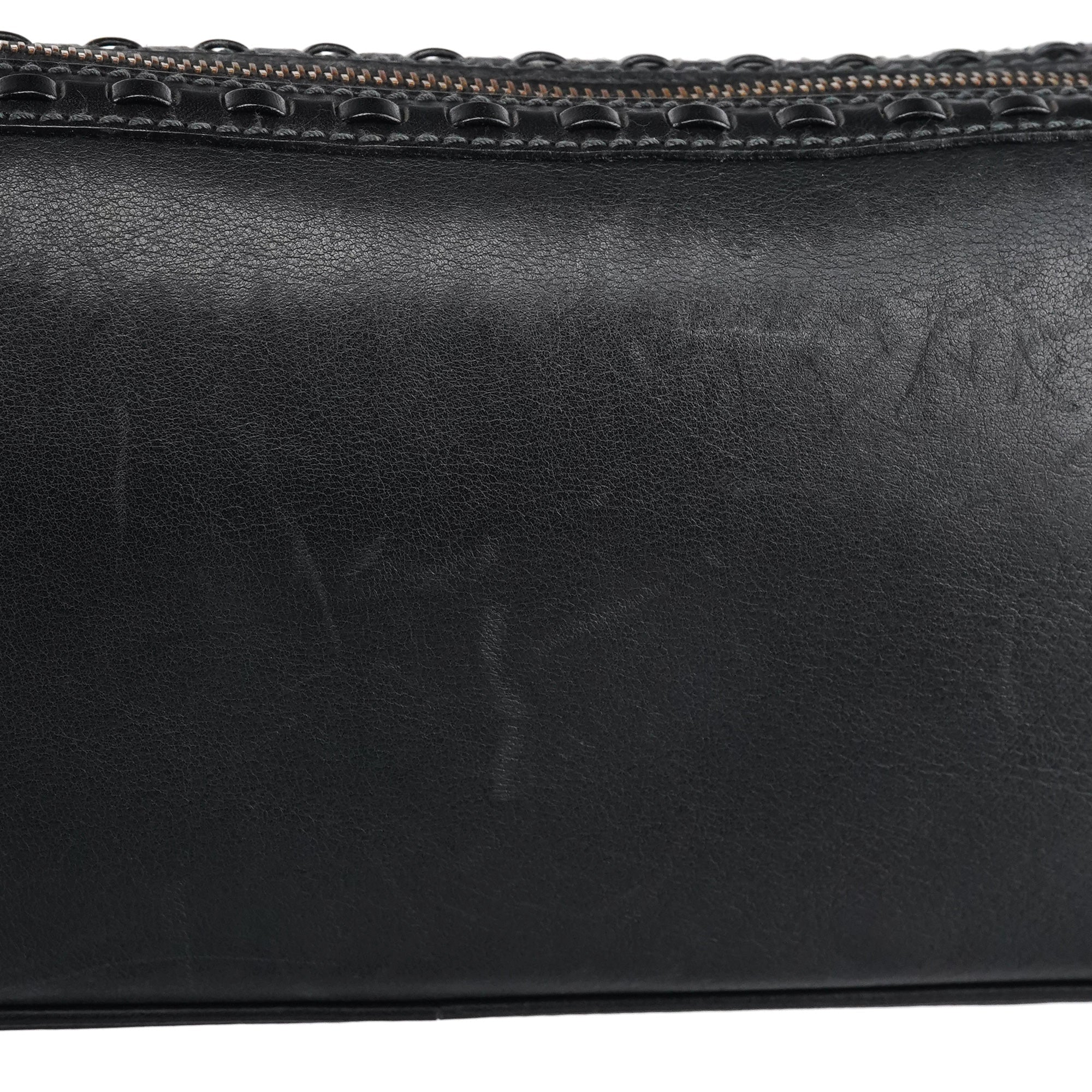 106383 Black Leather Hobo Shoulder Bag