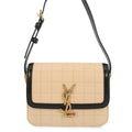 SAINT LAURENT PARIS Solferino Shoulder Bag Beige/Black739139 Nubuck Leather Patent Leather Size Small