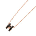 HERMES Pop Ash Necklace Size Mini Black Gold Plated Lacquer