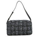 Bottega Veneta Maxi INTRECCIATO Brique Cassette Handbag IndigoBlack/White Tweed Leather