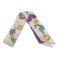 HERMES Twilly Garde Robe Pop Blanc/Multicolor Silk100%
