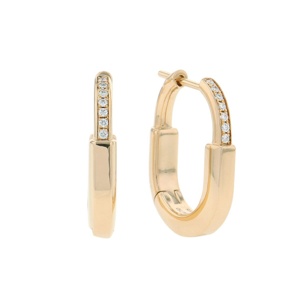 TIFFANY&Co. Padlock Half-Diamond Earrings Size Small74366031 18K Yellow Gold
